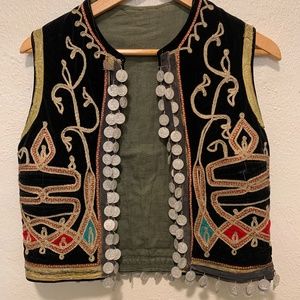 VINTAGE Moroccan Embellished Suede Vest